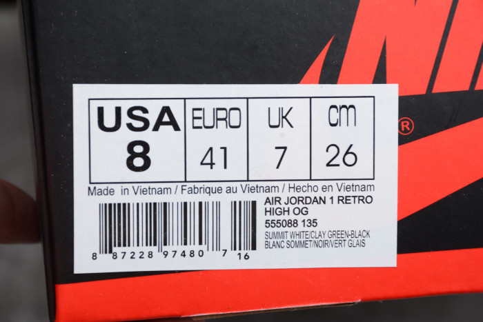 Air Jordan 1 Retro High OG “Clay Green” 555088-135